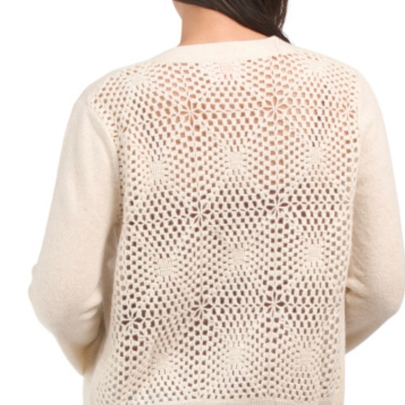 BRODIE CASHMERE 100% Cashmere Crochet Back Cardigan - Picture 2 of 7